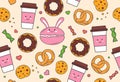 Cute seamless pattern with sweets Royalty Free Stock Photo