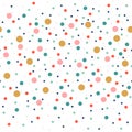 Cute seamless pattern or texture with colorful polka dots on white background. Used for kids background, blog, web design Royalty Free Stock Photo