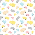 Cute seamless pattern with transport. Hand drawn cars. Cartoon background for children. Nursery style for kids