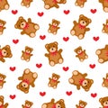 Cute seamless pattern with valentine teddy bears Royalty Free Stock Photo