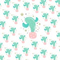 cute seamless pattern vector with cactus pattern
