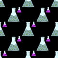 Cute seamless pattern. Vector science Lab flask - chemical laboratory Royalty Free Stock Photo