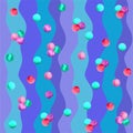 Cute seamless pattern. Watercolor polka dot and waves