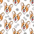 Cute seamless pattern with welsh corgi.