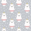 Cute seamless pattern with white baby bear. Childish texture for fabric, textile.Vector Illustration. Royalty Free Stock Photo
