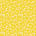 Cute seamless pattern with yellow lemon slices