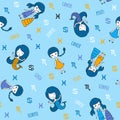 Cute seamless pattern with zodiac signs. Royalty Free Stock Photo