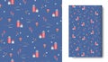 Cute seamless patterns, hand-drawn style Royalty Free Stock Photo