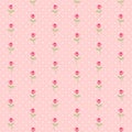 Cute seamless Shabby Chic pattern with roses and polka dots