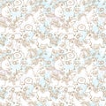 Cute seamless texture with lovely unicorns and flowers