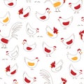 Cute seamless vector pattern with chickens and rooster for kids textile Royalty Free Stock Photo