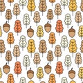 Cute seamless vector pattern illustration with acorns and autumn oak leaves for wallpaper, gift paper, pattern fills, web page Royalty Free Stock Photo