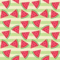 Cute seamless vector pattern with watermelon