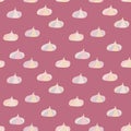 Seamless vector pattern with yummy meringues on a pink background