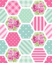 Cute seamless vintage pattern as patchwork in shabby chic style ideal for kitchen textile or bed linen fabrics Royalty Free Stock Photo