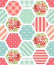 Cute seamless vintage pattern as patchwork in shabby chic style ideal for kitchen textile or bed linen fabrics Royalty Free Stock Photo