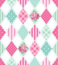 Cute seamless vintage pattern as patchwork in shabby chic style ideal for kitchen textile or bed linen fabrics Royalty Free Stock Photo