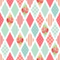 Cute seamless vintage pattern as patchwork in shabby chic style ideal for kitchen textile or bed linen fabrics Royalty Free Stock Photo