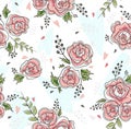 Cute seamless vintage rose pattern