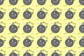 Cute seamless wallpaper with light yellow background, cat face cartoon pattern, gray herringbone footprints, for cute fashion