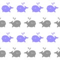 Cute Seamless Whale Pattern Vector