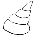 Cute seashell spiral coloring page. Digital doodle outline art. Print for banners, posters, greeting cards, books, fabrics, statio