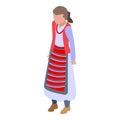 Cute serbian girl icon isometric vector. Serbia travel