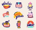 Cute Set for Bakery Shop or Coffee House Goods Design Isolated on White Background. Doodle Icons Collection of Bakery Royalty Free Stock Photo