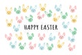 Cute set of cartoon easter rabbits. Minimalist easter holiday characters. Easter season vector illustration.