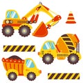 Cute set construction equipment for different purposes. Royalty Free Stock Photo