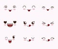 Cute set of faces kawaii Royalty Free Stock Photo