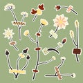 Cute set of flower stickers for scrapbooking Royalty Free Stock Photo