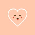 Cute set of holiday Valentines day funny cartoon character of emoji hearts. Vector illustration of cute and kawaii heart. Art