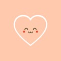 Cute set of holiday Valentines day funny cartoon character of emoji hearts. Vector illustration of cute and kawaii heart. Art