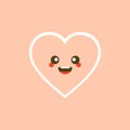 Cute set of holiday Valentines day funny cartoon character of emoji hearts. Vector illustration of cute and kawaii heart. Art