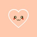 Cute set of holiday Valentines day funny cartoon character of emoji hearts. Vector illustration of cute and kawaii heart. Art