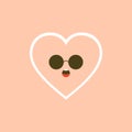 Cute set of holiday Valentines day funny cartoon character of emoji hearts. Vector illustration of cute and kawaii heart. Art