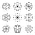 Cute set of isolated single doodle flower elements Royalty Free Stock Photo