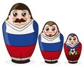 Cute set of Matryoshka dolls as soccer players, Vector illustration