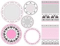 Cute set of patterns for decorating dinner sets. Receptions arrangement of circular ornaments for plates and an abstract