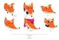Cute set of playful foxes heads with various emotions. Bo