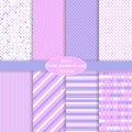 Cute set. Polka dot, stripes, hearts pattern. Royalty Free Stock Photo