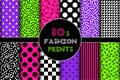 Cute set of 80`s style geometric trendy seamless patterns