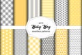 Cute set of scandinavian Baby Boy seamless patterns with fabric textures