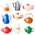 Cute set teapots on a white background. ÃÂ¡artoon style. Vector illustration.