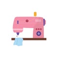 Cute sewing machine in cartoon style. Handmade equipment for dressmaking