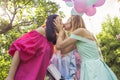 Cute gorgeous caucasian woman in sensual dresses on a girls Royalty Free Stock Photo