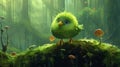 A cute shamrock bird with green color ai generative