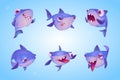 Cute shark cartoon character, funny fish mascot Royalty Free Stock Photo