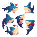 Cute shark cartoon character, funny fish mascot Royalty Free Stock Photo